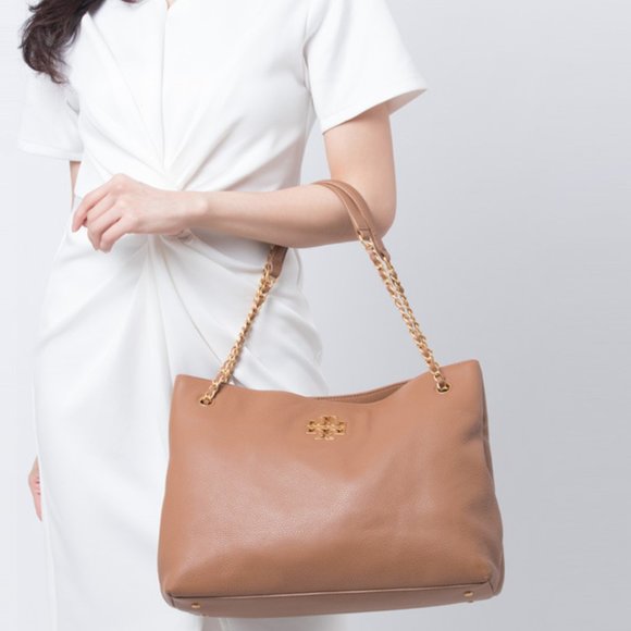 Tory Burch Britten Triple Compartment Tote in Bark - Picture 7 of 7